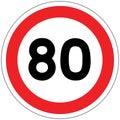 Panneau de signalisation routier en France: limitation ÃÂ  80 km/h Royalty Free Stock Photo